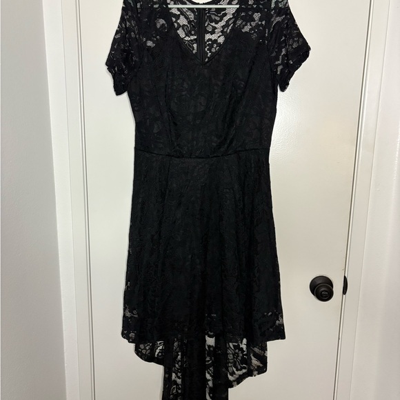 Black V-Neck High Low Sundress for Weddings - Picture 2 of 2